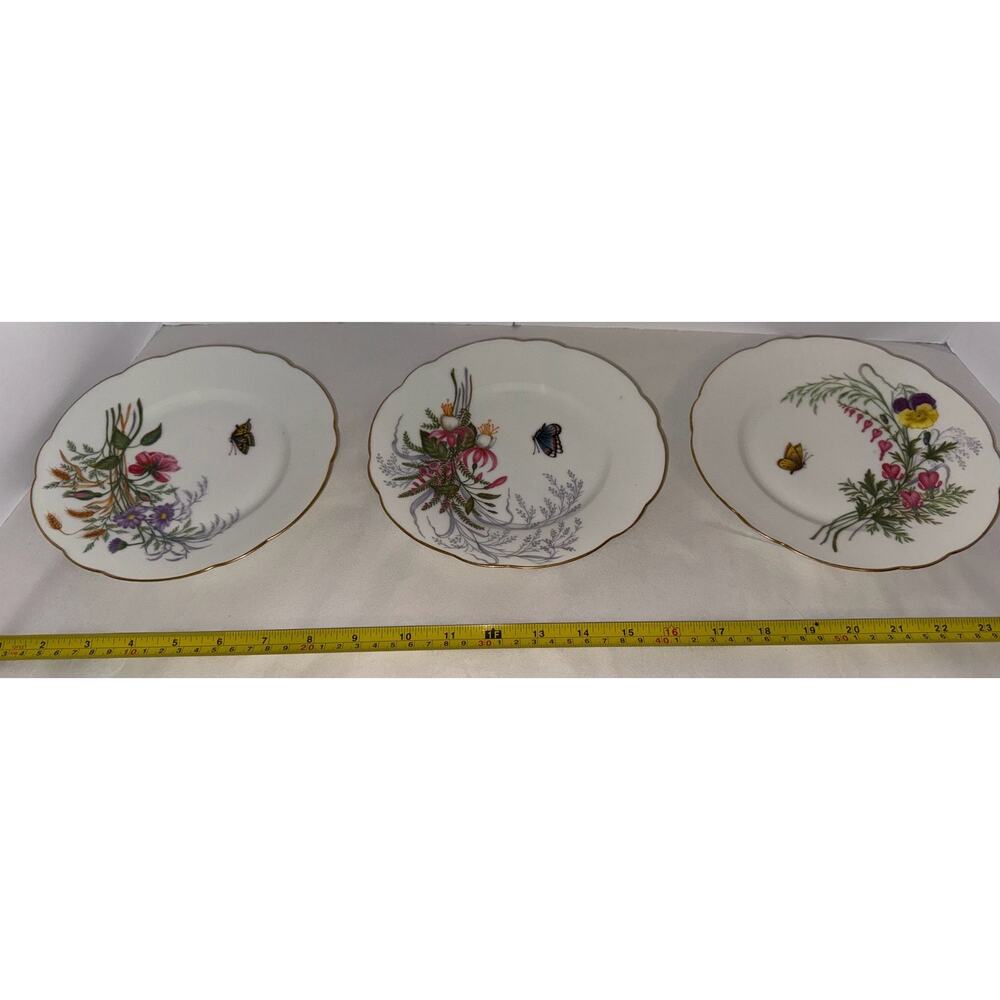 Vintage Haviland & Co M.B. China Plates Floral Butterfly Design Fine Porcelain - Picture 3 of 4